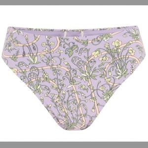 NWOT Medium Tory Burch Floral Printed High Waisted Bikini Bottom in Lilac Garden